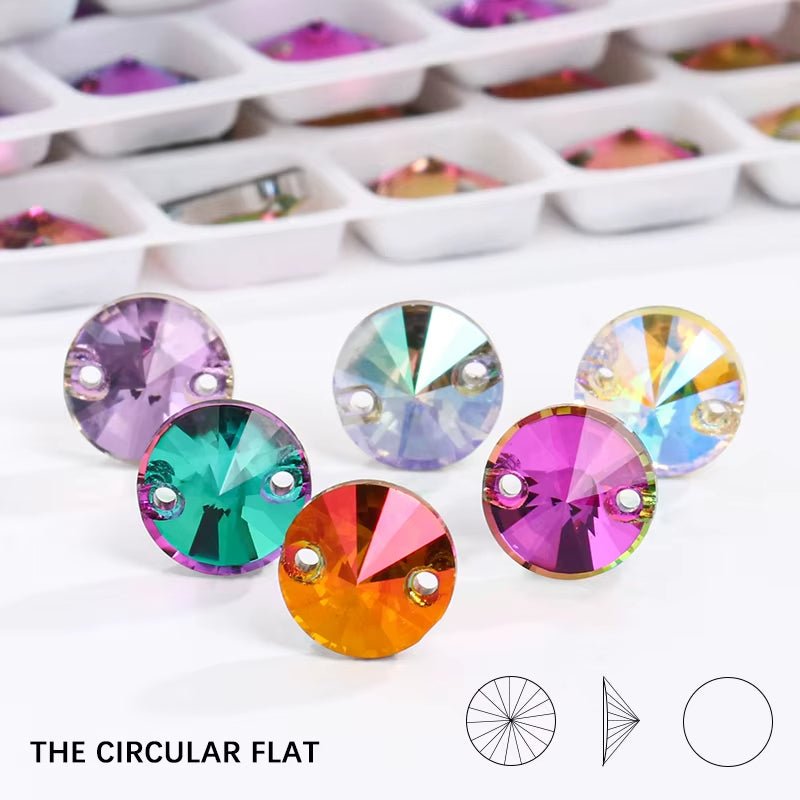 Rivoli Rhinestones Round Shape Sew On Stones Crystals Jewelry Accessories K9 Glass Shiny Crafts Art Loose Rhinestone - tony beads