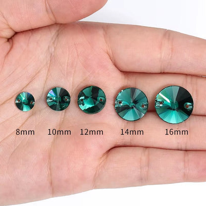 Rivoli Rhinestones Round Shape Sew On Stones Crystals Jewelry Accessories K9 Glass Shiny Crafts Art Loose Rhinestone - tony beads