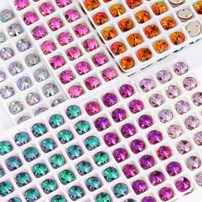 Rivoli Rhinestones Round Shape Sew On Stones Crystals Jewelry Accessories K9 Glass Shiny Crafts Art Loose Rhinestone - tony beads