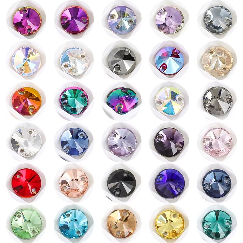 Rivoli Rhinestones Round Shape Sew On Stones Crystals Jewelry Accessories K9 Glass Shiny Crafts Art Loose Rhinestone - tony beads