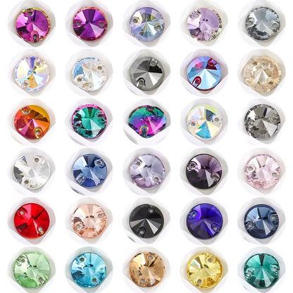 Rivoli Rhinestones Round Shape Sew On Stones Crystals Jewelry Accessories K9 Glass Shiny Crafts Art Loose Rhinestone - tony beads