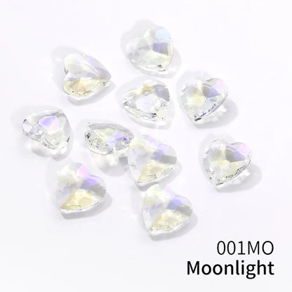 12mm Heart Pointback Glass Rhinestone Summer Nail Art Design Decor For Nail Sequins Glitter Gems Clothes Decoration Accessories