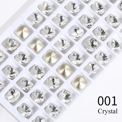 10mm Square Pointback Glass Beads Glitter Gems Summer Korean Nail Parts Rhinestones Bulk Wholesale Crafts Jewelry Accessories