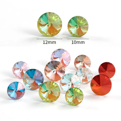 10mm Rivoli Glass Rhinestones Glitter Rhinestones for Clothes Nails Decoration Pointback Crystal Strass Rhinestones