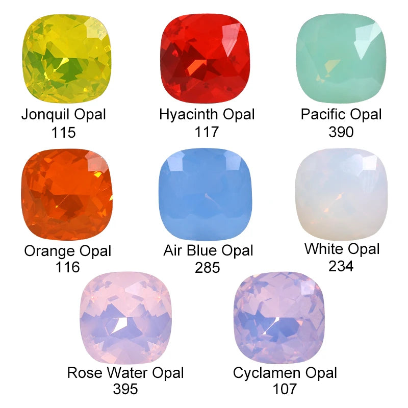 10mm Opal Series Cushion Rhinestones Glitter Glass Nail Charms Blue Red Beads jewelry Making Decoration Diamond Stones
