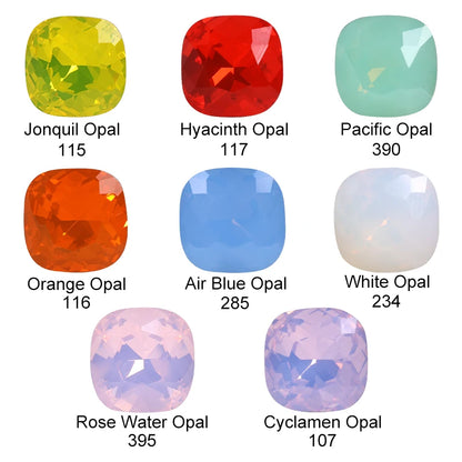10mm Opal Series Cushion Rhinestones Glitter Glass Nail Charms Blue Red Beads jewelry Making Decoration Diamond Stones