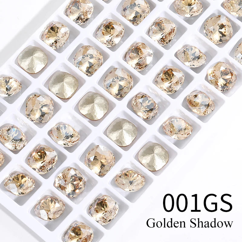 10mm Square Pointback Glass Beads Glitter Gems Summer Korean Nail Parts Rhinestones Bulk Wholesale Crafts Jewelry Accessories