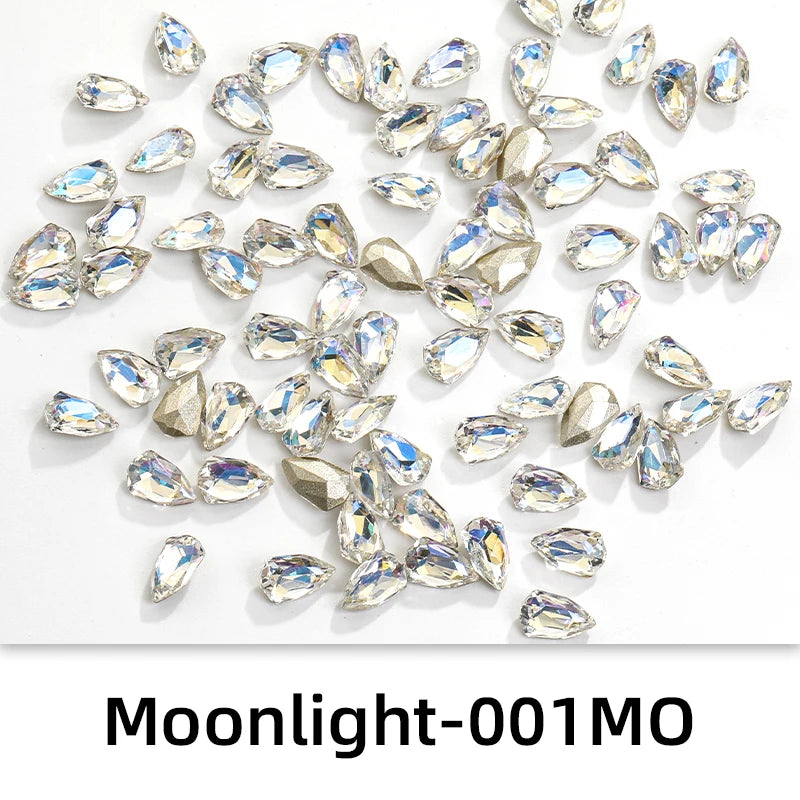 50pcs 5x8mm Glitter Glue On Nails Rhinestone Pointback Crystal Strass Rhinestones New Design Glass Stones