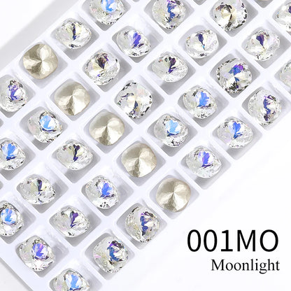 10mm Square Pointback Glass Beads Glitter Gems Summer Korean Nail Parts Rhinestones Bulk Wholesale Crafts Jewelry Accessories