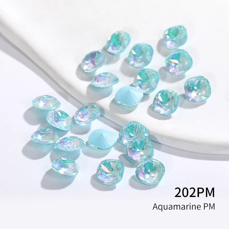 10mm Square Crystals Strass Pointback Glass Rhinestone Colorful Jewelry Accessories Korean Style Glue On Nails Rhinestones