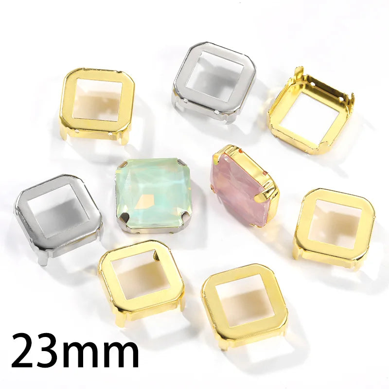 tony bead 23mm Square Claw for Rhinestones Golden Silver Color Thicken Copper Sewing Accessories Handmade DIY Supplies