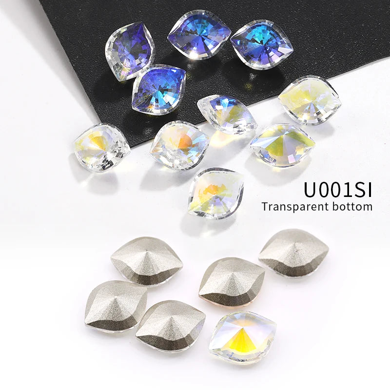 10x12mm Eye Shape Glass Stones Crystal Strass Rhinestones for Shoes Decoration Pointback Crystal Jewelry Making Accessories