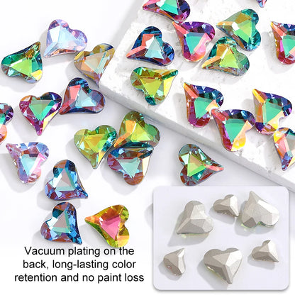 8x9mm Heart Rhinestones Glitter Glass Charms Nail Art Decoration Gem Beads Jewelry Making Accessories Glass Strass Stones