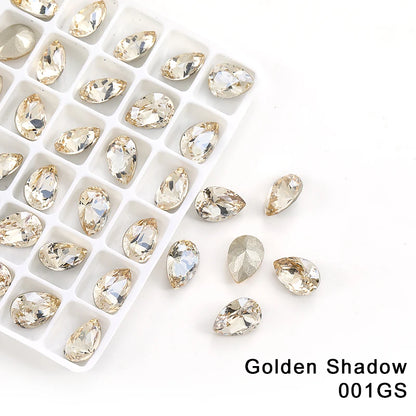 7x10 mm Drop Glass Stones Glue On Nails Crystal Strass Rhinestones Pointback Crystal Jewelry Making Accessories