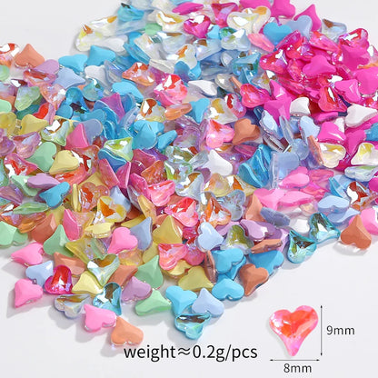 50pcs 8x9mm Glass Strass Point Back Heart Rhinestones Glitter Mocha Series Glue On Nails Rhinestone Decoration Stones