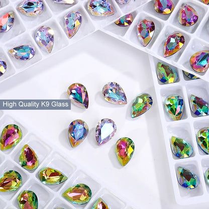 7x10mm Drop Crystal Strass Shiny Charms Nail Art Decoration Gem Stone Jewelry Making Accessories Glass Strass Stones