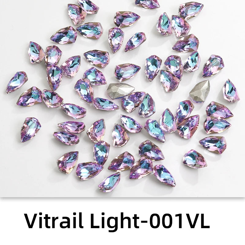 50pcs 5x8mm Glitter Glue On Nails Rhinestone Pointback Crystal Strass Rhinestones New Design Glass Stones