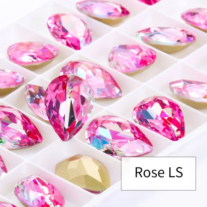 Twinkling Violet Tear Drop K9 Glass Rhinestones Glass Crystal Pointback Rhinestones Glue on Garment Crafts Jewelry Accessories