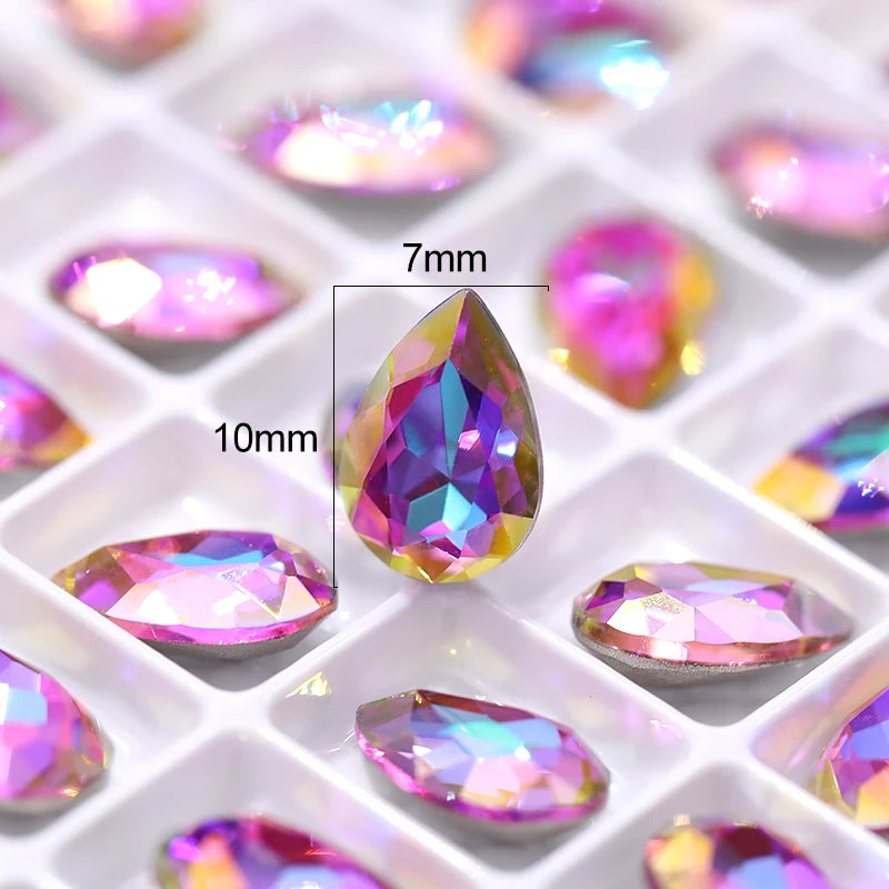 7x10mm Drop Crystal Strass Shiny Charms Nail Art Decoration Gem Stone Jewelry Making Accessories Glass Strass Stones