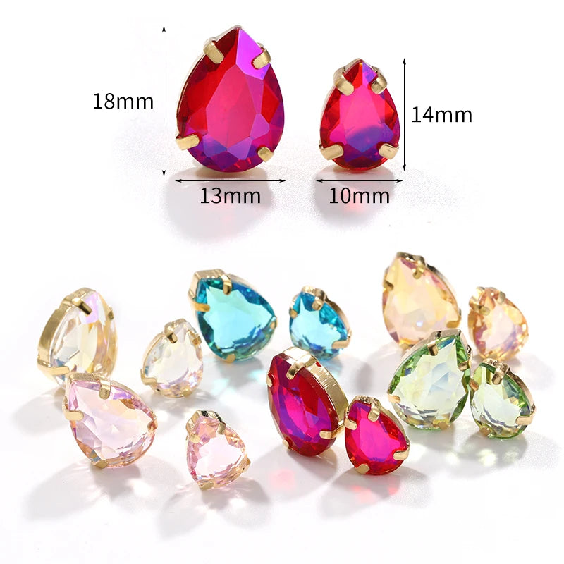 New Arrival 10x14mm Drop Crystal Rhinestone Claw Set Bag Clothes Decorations Supplies Design Diy Crafts Sewing Accessories