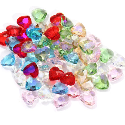 12mm Heart Pointback Glass Rhinestone Summer Nail Art Design Decor For Nail Sequins Glitter Gems Clothes Decoration Accessories