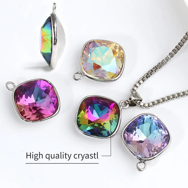 Square Shape Copper Rhinestones Set New Design DIY Accessories Jewelry Making Decoration Pendants Glass Crystal Strass