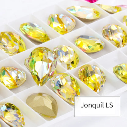 Twinkling Violet Tear Drop K9 Glass Rhinestones Glass Crystal Pointback Rhinestones Glue on Garment Crafts Jewelry Accessories