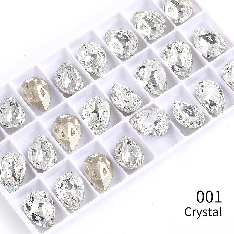 10x14mm Drop Shape Glass Rhinestones Vintage Crystal Strass For Jewelry Making Pointback Drop Stone Rhinestones