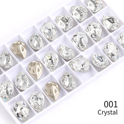 10x14mm Drop Shape Glass Rhinestones Vintage Crystal Strass For Jewelry Making Pointback Drop Stone Rhinestones