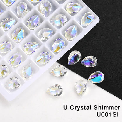 7x10 mm Drop Glass Stones Glue On Nails Crystal Strass Rhinestones Pointback Crystal Jewelry Making Accessories