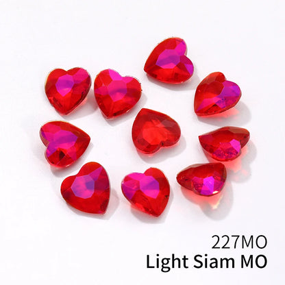 12mm Heart Pointback Glass Rhinestone Summer Nail Art Design Decor For Nail Sequins Glitter Gems Clothes Decoration Accessories