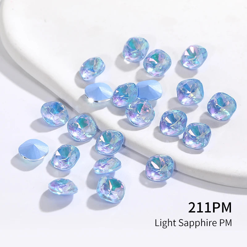 10mm Square Crystals Strass Pointback Glass Rhinestone Colorful Jewelry Accessories Korean Style Glue On Nails Rhinestones