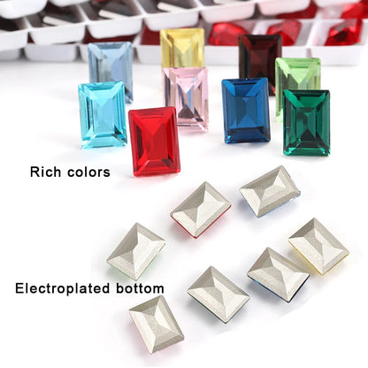 Rectangle Crystal Rhinestones for Clothes, Jewelry, Christmas Decoration, Pointback Glass, Strass, 10x14mm