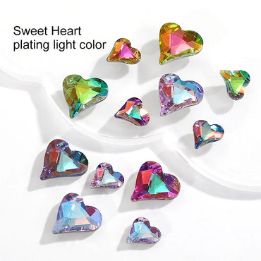 8x9mm Heart Rhinestones Glitter Glass Charms Nail Art Decoration Gem Beads Jewelry Making Accessories Glass Strass Stones