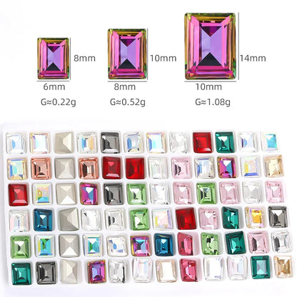 High Quality Loose Pointback Rhinestones Decorations K9 Glass Crystals Strass Glue On Nails Art Rectangle Crafts Stones Beads