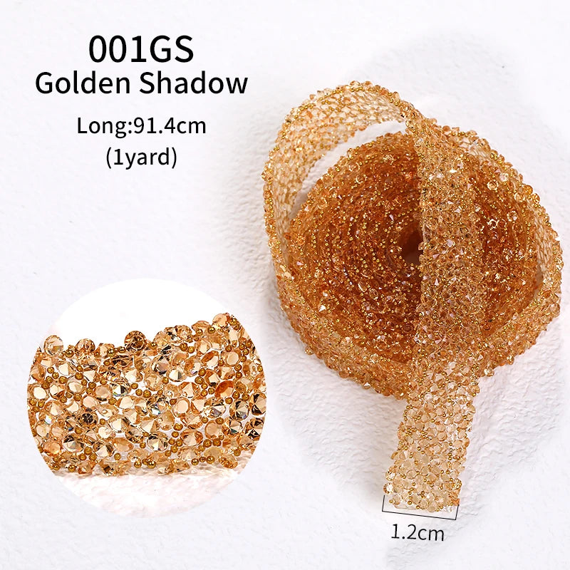 1 Yard Motif Rhinestones Trim Crystal Strass DIY Rhinestone Tape Applicator Glue On Rhinestones Iron On Appliques For Dress Bags