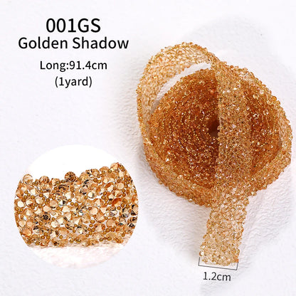 1 Yard Motif Rhinestones Trim Crystal Strass DIY Rhinestone Tape Applicator Glue On Rhinestones Iron On Appliques For Dress Bags