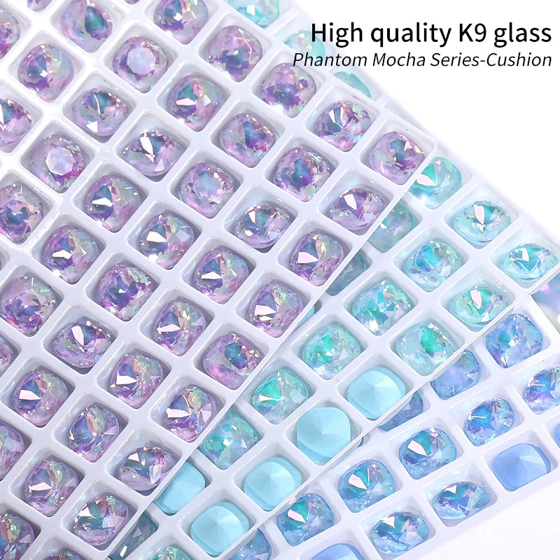 10mm Square Crystals Strass Pointback Glass Rhinestone Colorful Jewelry Accessories Korean Style Glue On Nails Rhinestones