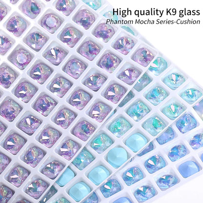 10mm Square Crystals Strass Pointback Glass Rhinestone Colorful Jewelry Accessories Korean Style Glue On Nails Rhinestones