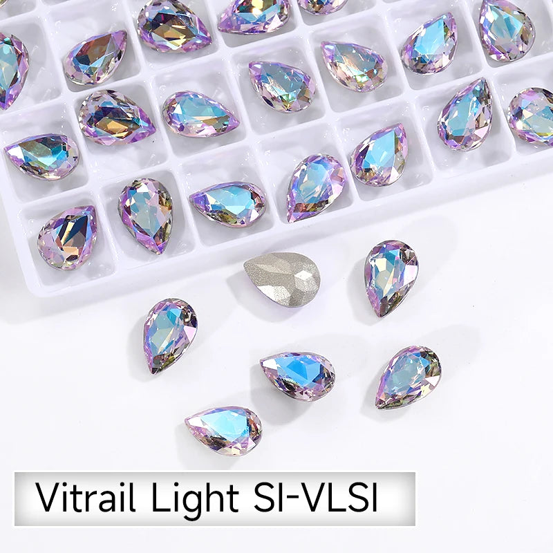 7x10mm Drop Crystal Strass Shiny Charms Nail Art Decoration Gem Stone Jewelry Making Accessories Glass Strass Stones