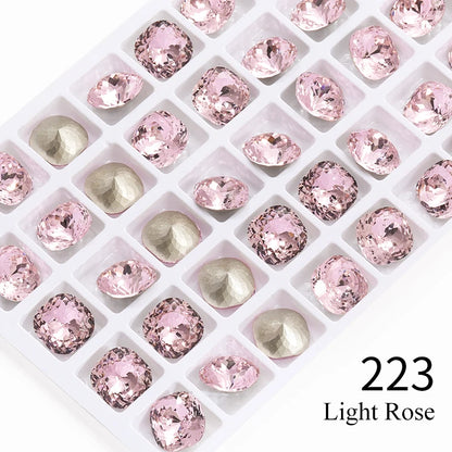 10mm Square Pointback Glass Beads Glitter Gems Summer Korean Nail Parts Rhinestones Bulk Wholesale Crafts Jewelry Accessories