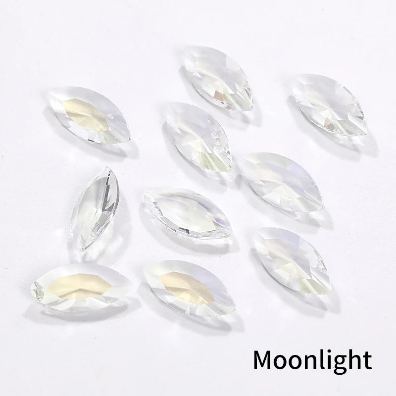 7X15mm Navette Pointback Glass Rhinestones Korean Nail Parts  Luxury Nail Charms For Crystal Penant Crafts Jewelry Accessories