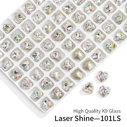 8mm K9 Glass Crystal Stones Laser Series Shiny Rhinestones for Nails Decoration Heart Shape Rhinestone For DIY Crafts