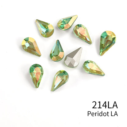 8x13mm Pear Drop Shape Pointback Glass Rhinestones Glitter Rhinestones for Clothes Jewelry Christmas Decoration Crystal Strass