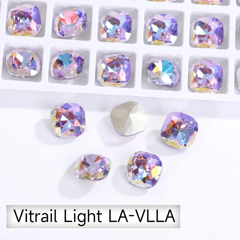 8mm Cushion Rhinestones Glitter Glass Charms Nail Art Gem Beads Jewelry Making Accessories Glass Beads Stones