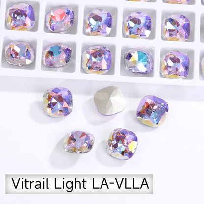 8mm Cushion Rhinestones Glitter Glass Charms Nail Art Gem Beads Jewelry Making Accessories Glass Beads Stones