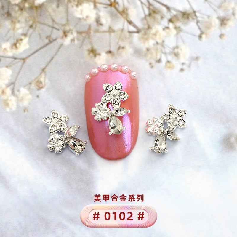 New Designs Ppearl Nail Art Salon Supplies Zircon Diy 3d Metal Alloy Nail Art Charms Stickers