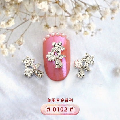 New Designs Ppearl Nail Art Salon Supplies Zircon Diy 3d Metal Alloy Nail Art Charms Stickers