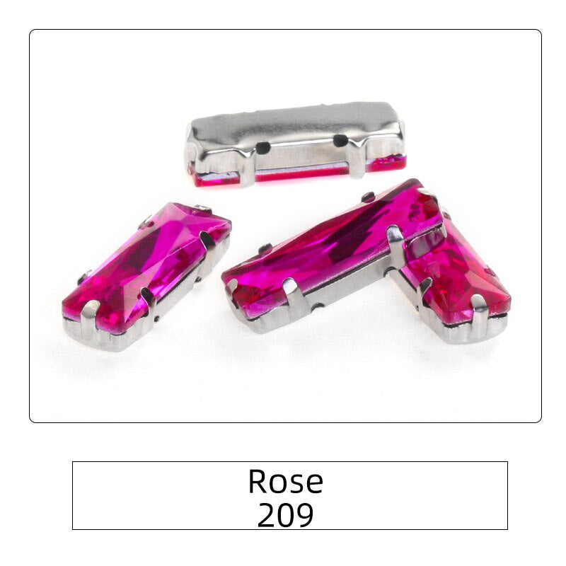 Rectangle 5x10 5x15 7x21mm Glass Crystal Sew On Rhinestones With Silver Claw Handicrafts Glitter Stones For Dress Beeds