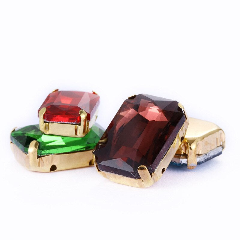 Rectangle Shape 10X14 13X18mm Glass Rhinestones With Claw Sew On Stone Strass Diamond For Clothes Rhinestones for Crystal Crafts